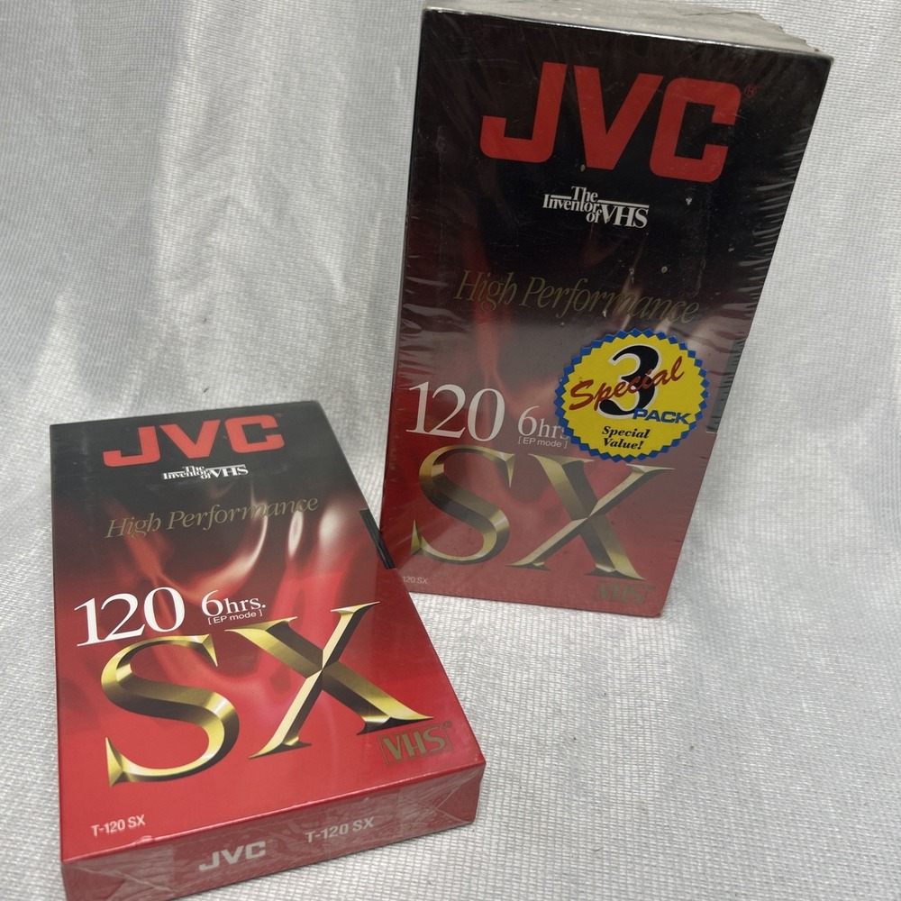 Lot Of 4 SEALED JVC T-120 SX High Performance Blank VHS Tapes 6 Hours